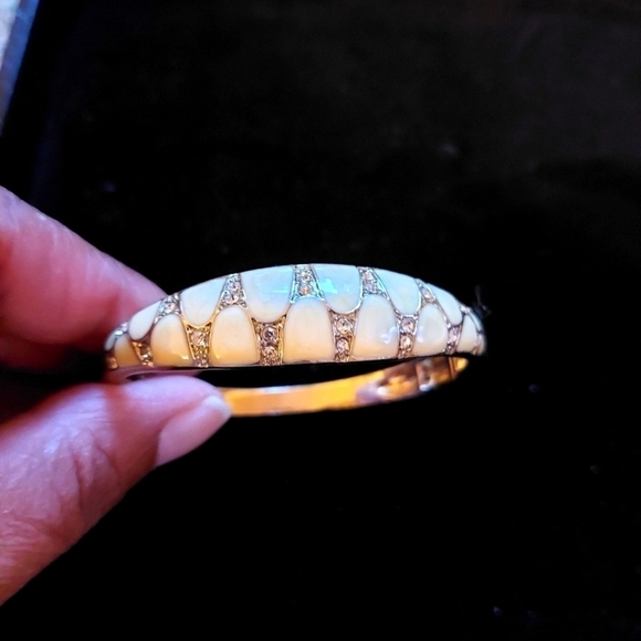 Vintage* NRT Enamel and Rhinestone Bracelet - Picture 1 of 5